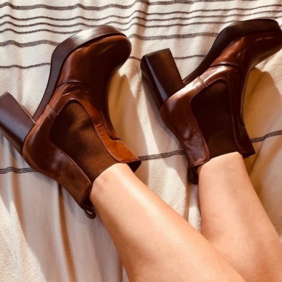 Pons Quintana Nepal Legno Brown leather platform ankle boots. Size 6. NWT - Picture 4 of 15